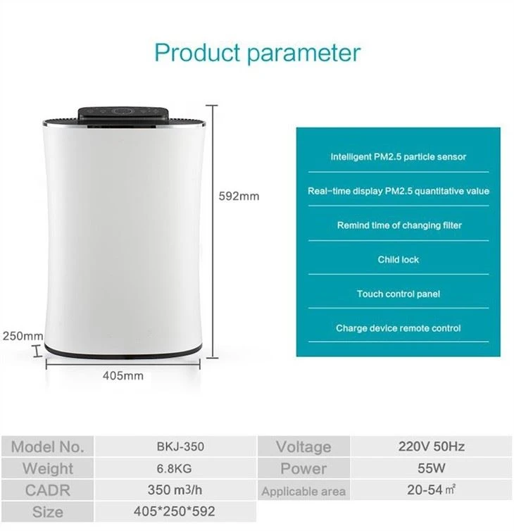 BKJ-350 Remote Control Home Air Purifier